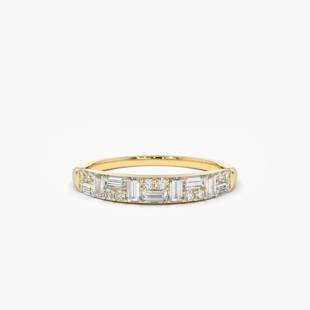 Solid Gold Baguette Diamond Stacking Ring