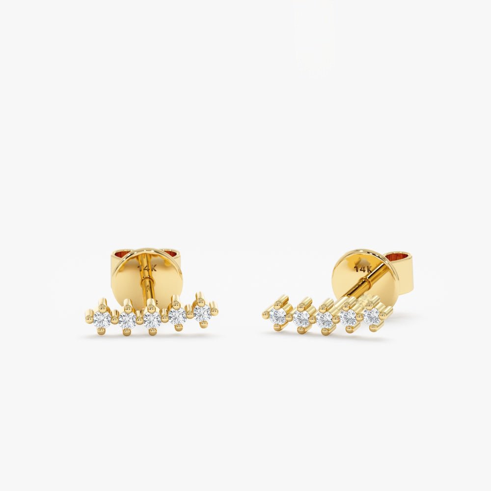 Solid Gold Diamond Ear Crawler Studs
