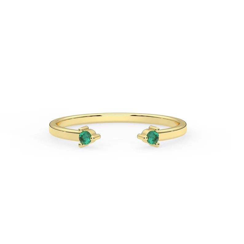 Solid Gold Natural Emerald Cuff Ring