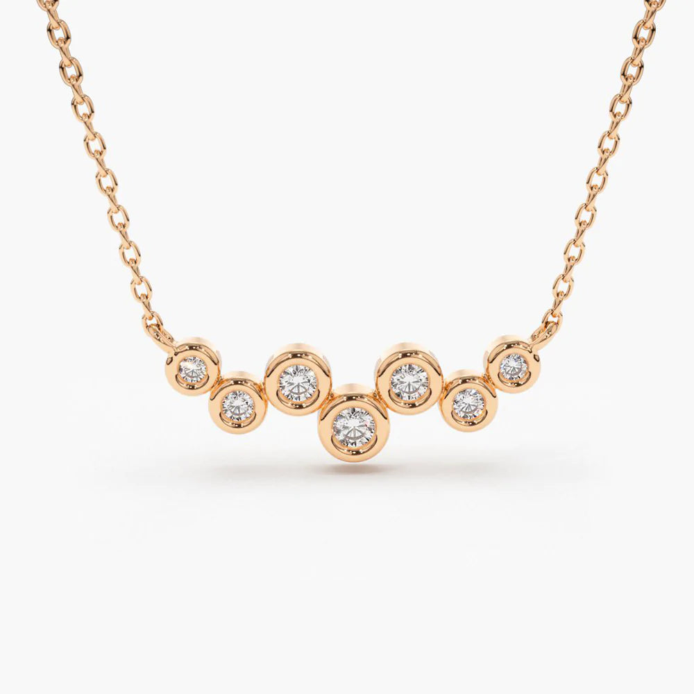Solid Gold Floating Diamond Bubble Necklace