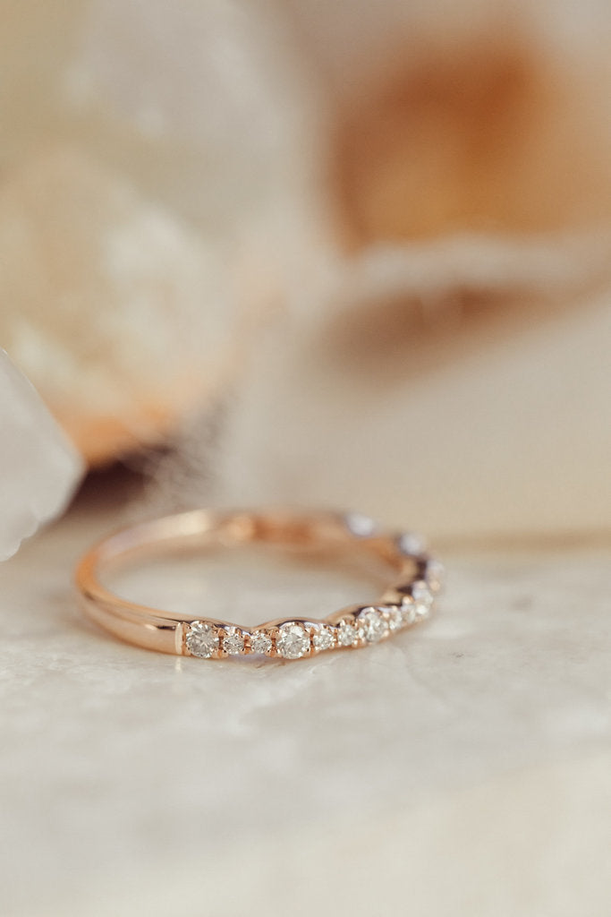 Solid Gold Pave Wave Pattern Diamond Band