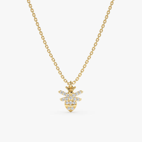 Solid Gold Diamond Bumblebee Necklace (83FC52)