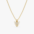 Solid Gold Diamond Bumblebee Necklace (3397F8)