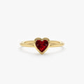 Solid Gold Natural Garnet Heart Ring
