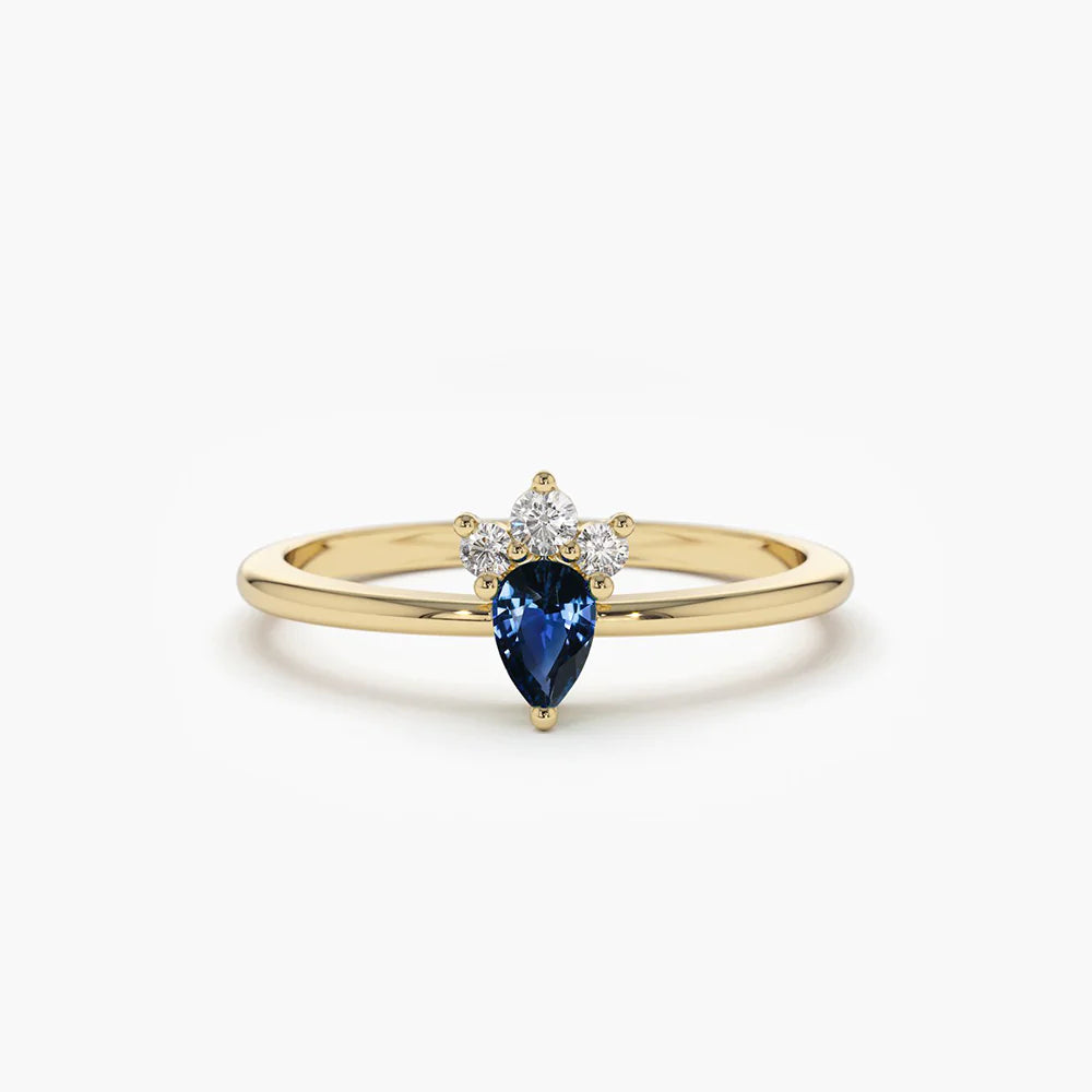 Solid Gold Mini Sapphire and Diamond Ring (FD1C1D)