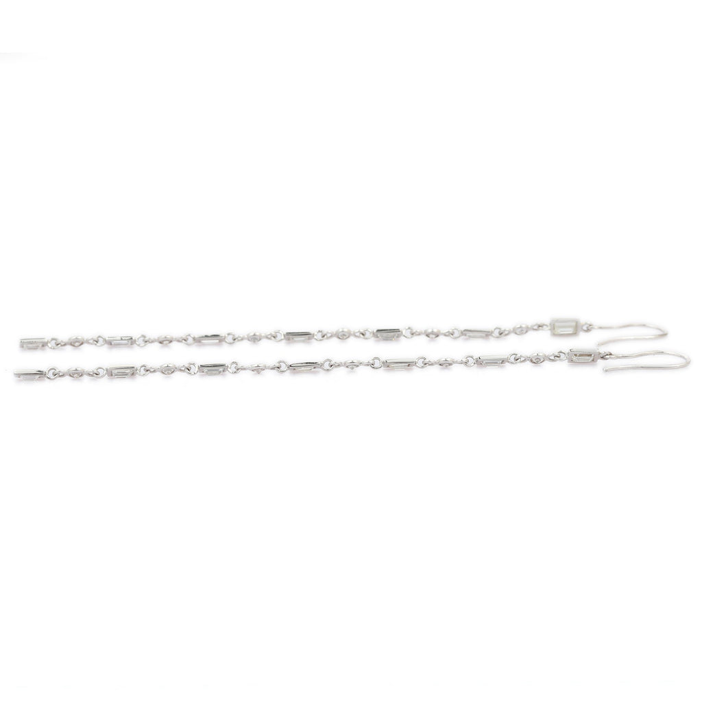 Solid Gold Shoulder Baguette Duster Dangle Earrings