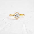 Solid Gold Threaded Ring, Oval Cut Moissanite Diamond