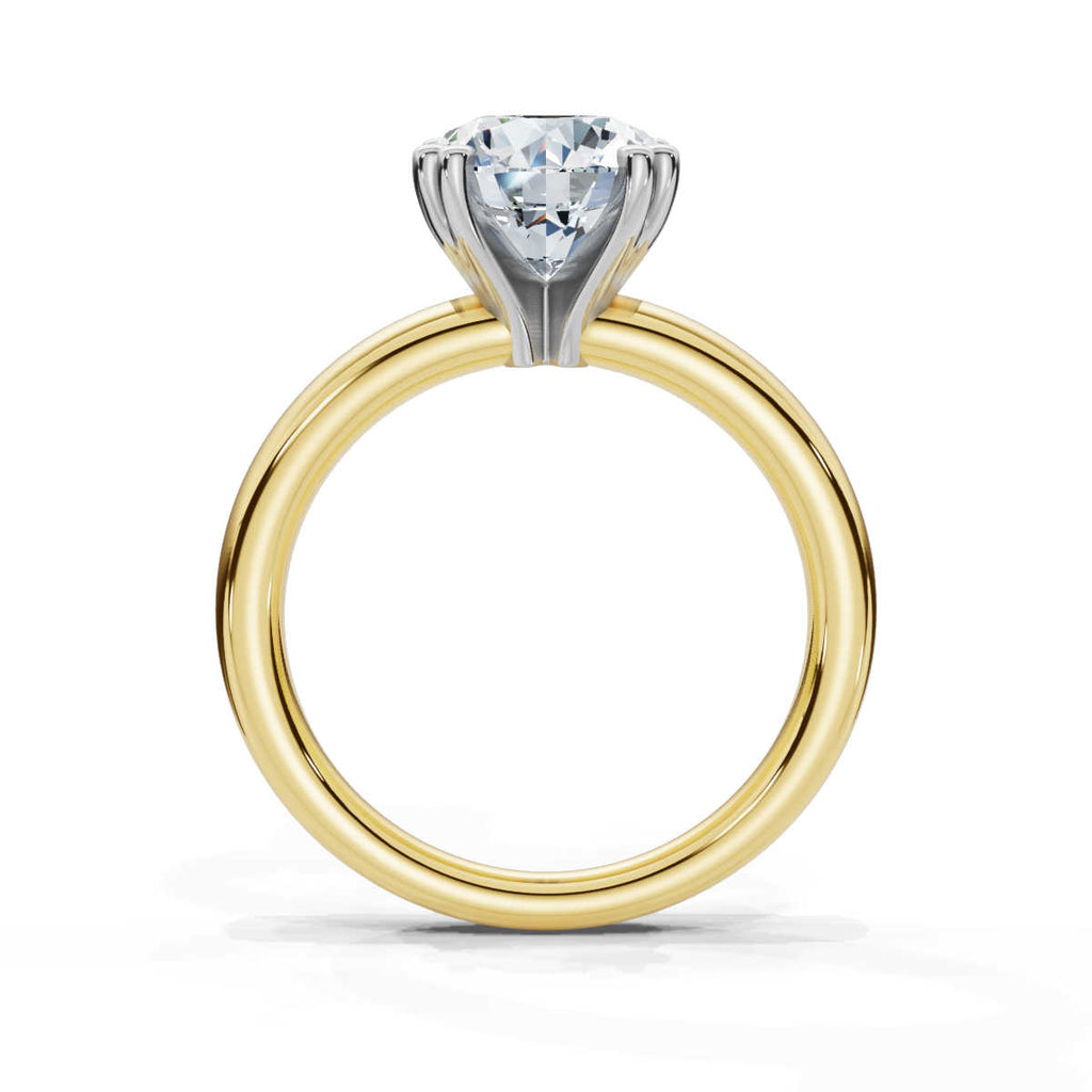 Solid Gold 2 CT Round Lab Grown Diamond Engagement Ring