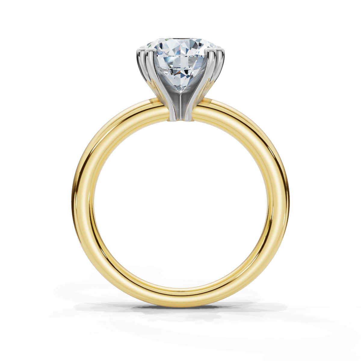 Solid Gold 2 CT Round Lab Grown Diamond Engagement Ring