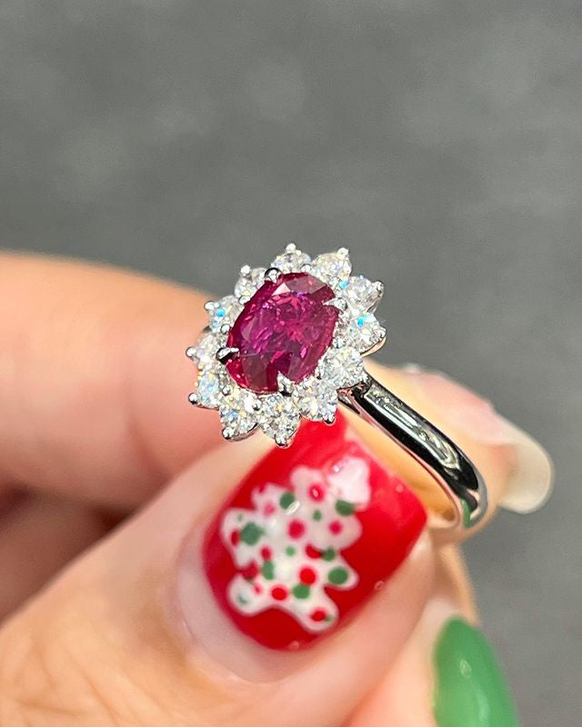 Solid Gold Ruby Diamond Ring