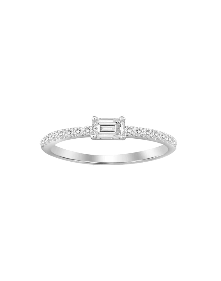 14K Solid Gold Baguette Diamond Ring