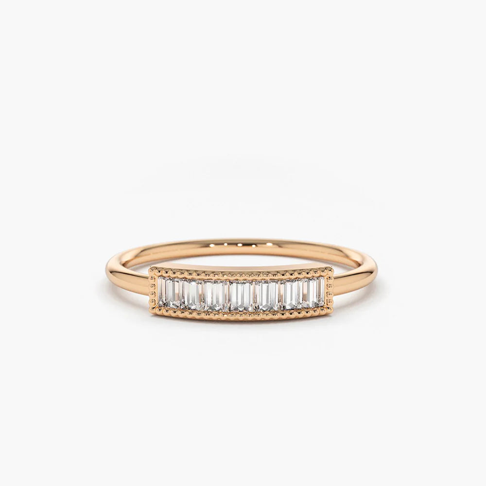 Solid Gold Channel Set Baguette Diamond Ring