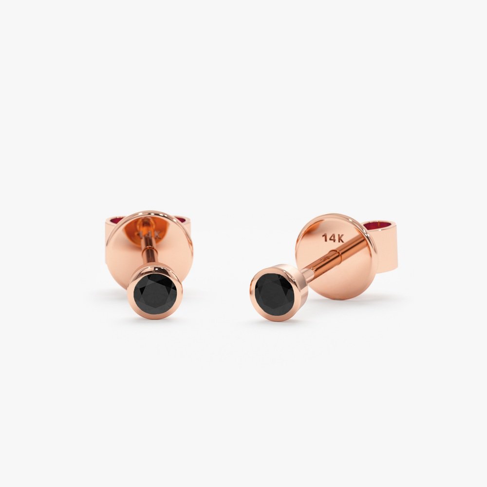 Solid Gold Black Diamond Studs