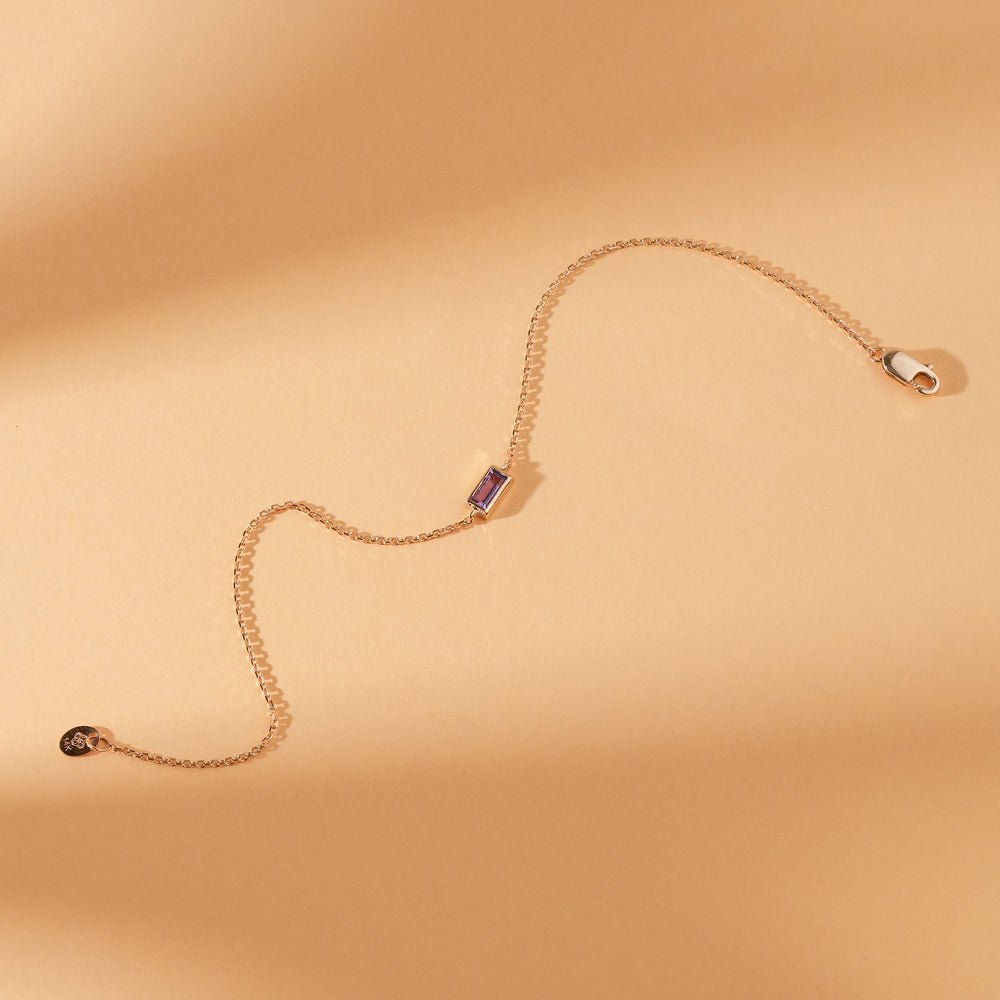 Solid Gold Amethyst Birthstone Bracelet