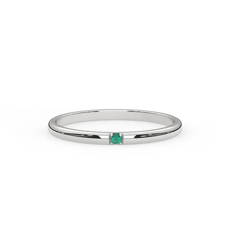 Solid Gold Single Emerald Band