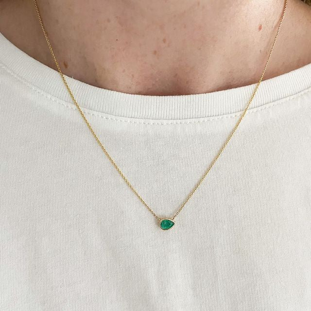 Solid Gold Colombian Emerald Necklace