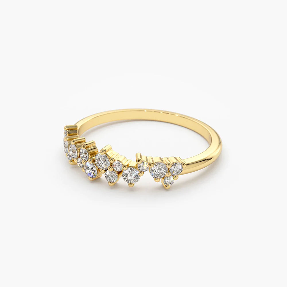 Solid Gold Diamond Statement Cluster Ring