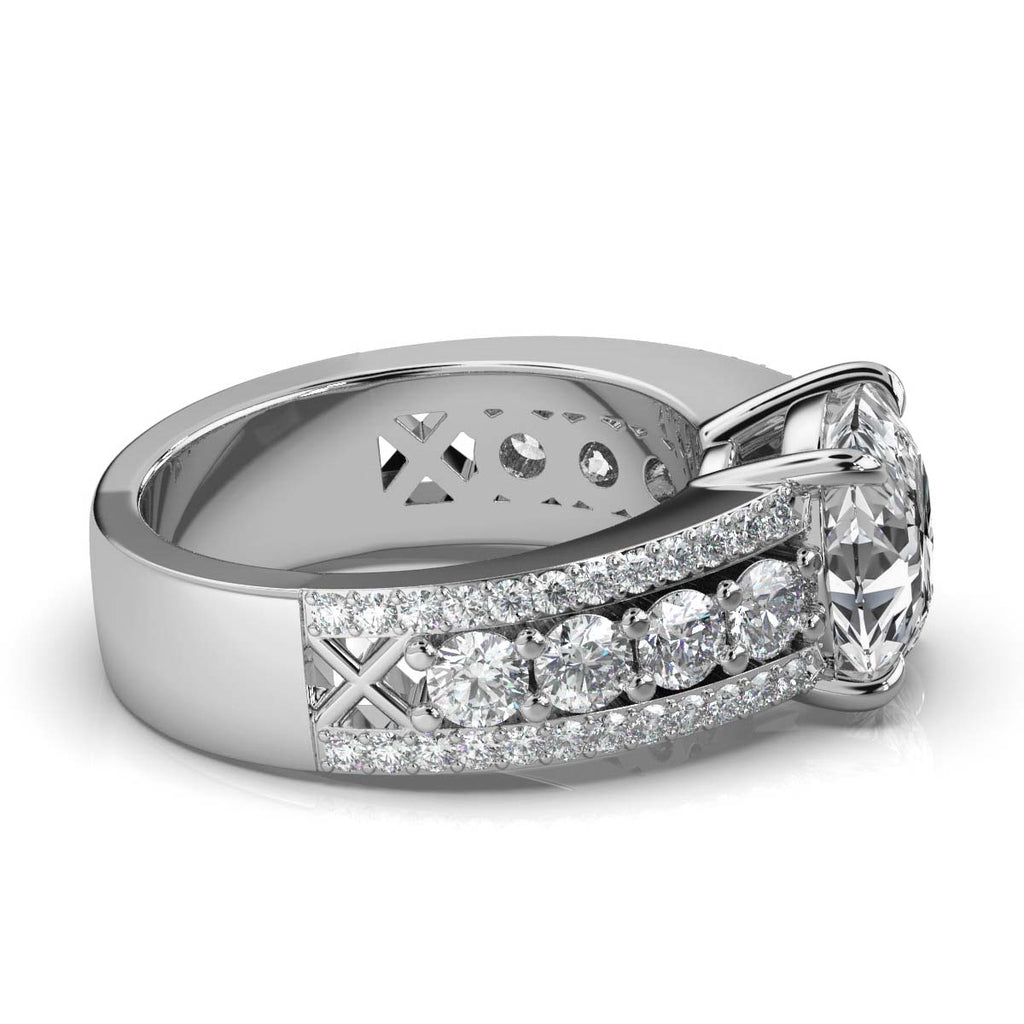 Solid Gold Three-Row Lab Grown Diamond Ring