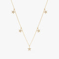 Solid Gold Dainty Diamond Star Drop Necklace (AF9AA0)