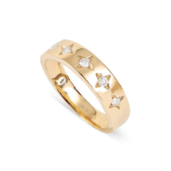 Solid Gold Diamond Celestial Ring