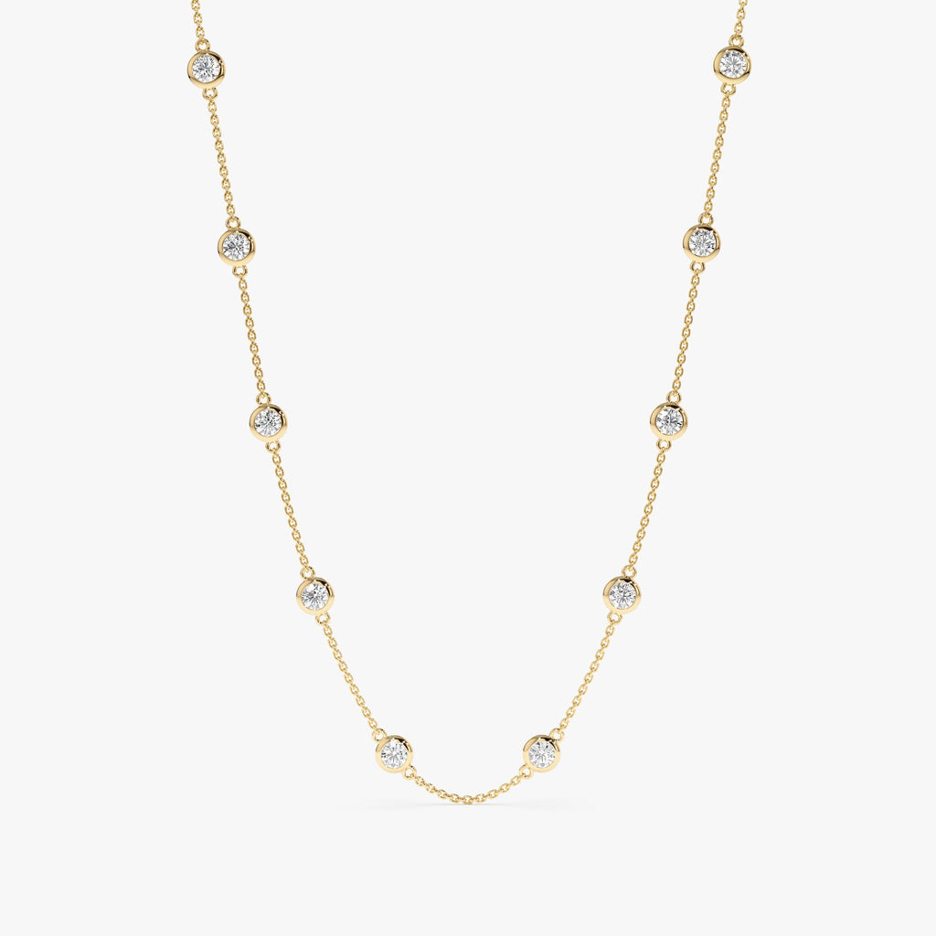 Solid Gold Multi Diamond By The Yard Necklace (60B562)