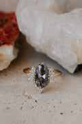 Solid Gold 2.44 ct Long Oval Galaxy Diamond Ring