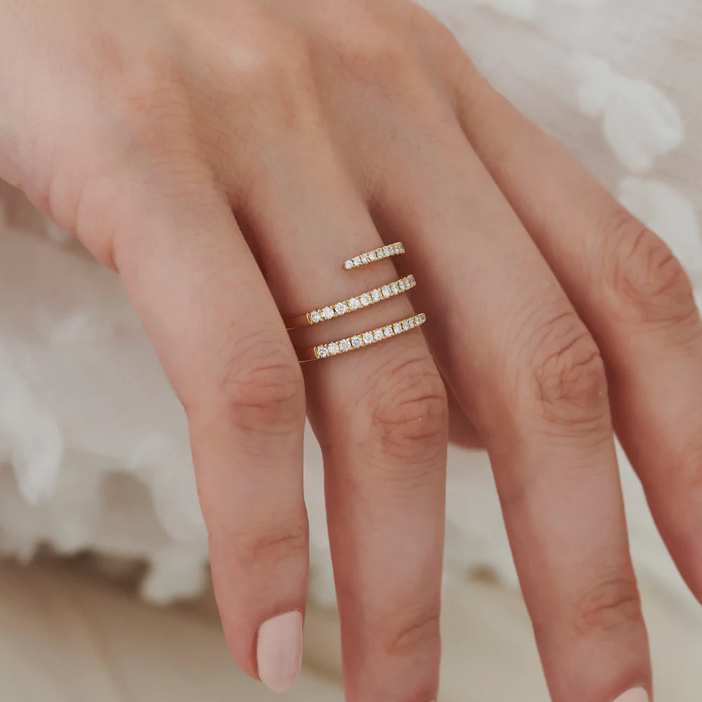 Solid Gold Diamond Spiral Ring