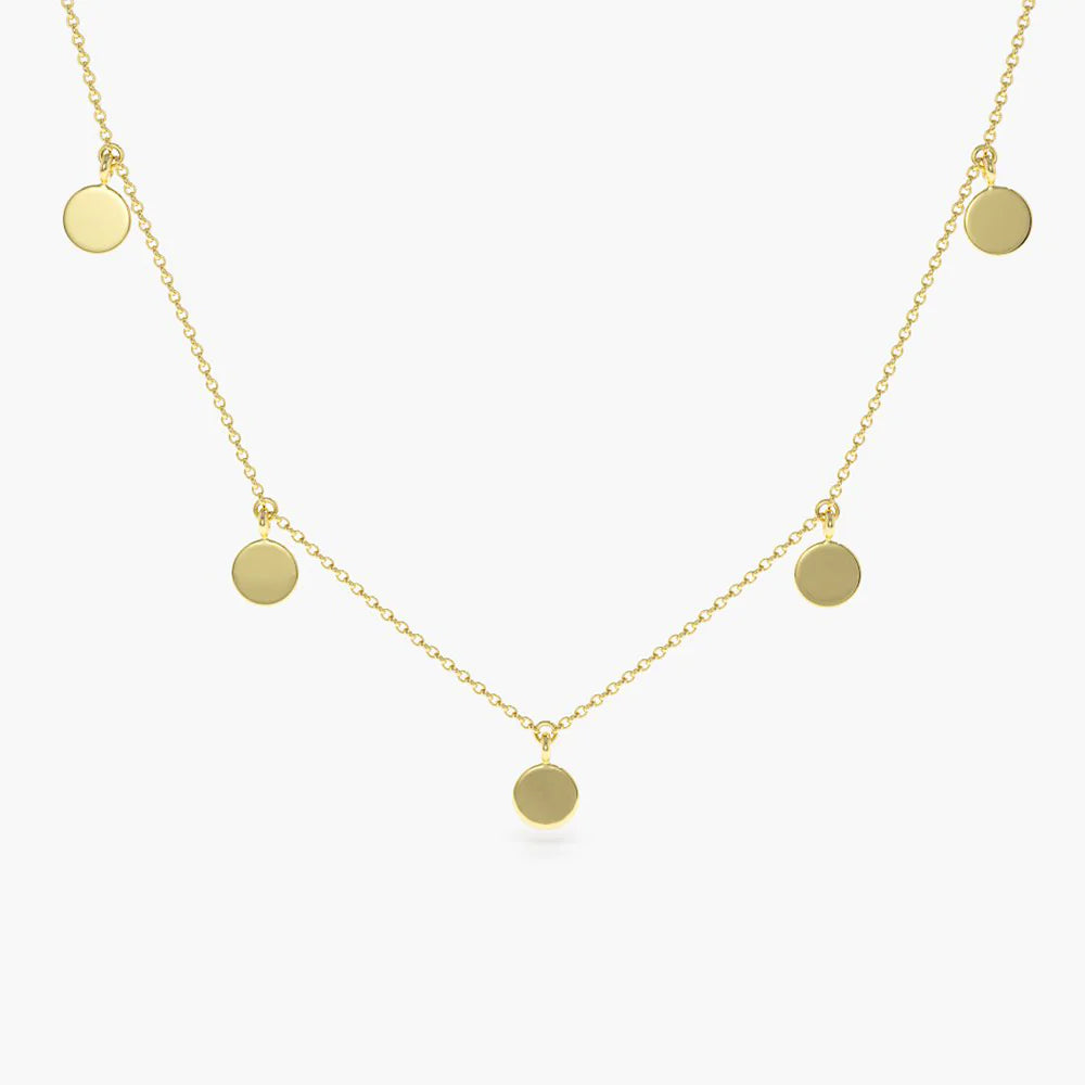 Solid Gold Coin Disc Choker Necklace