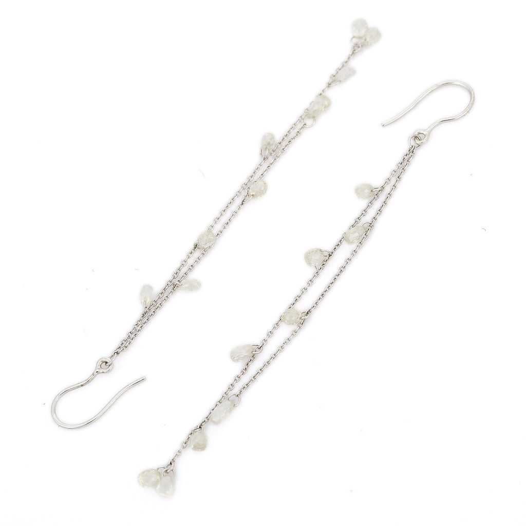 Solid Gold Shoulder Duster Chain Diamond Earrings