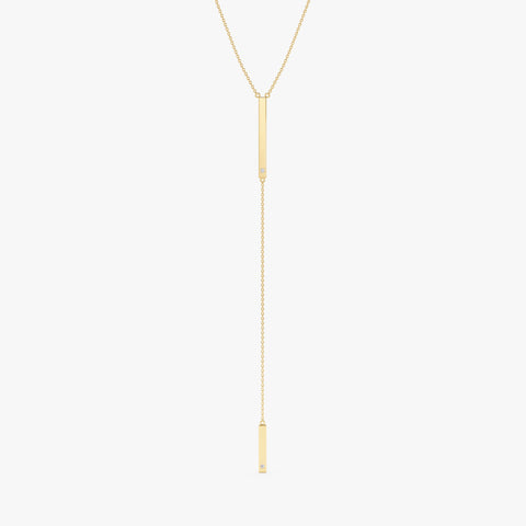 Solid Gold Diamond Lariat Bar Necklace (1C56B1)