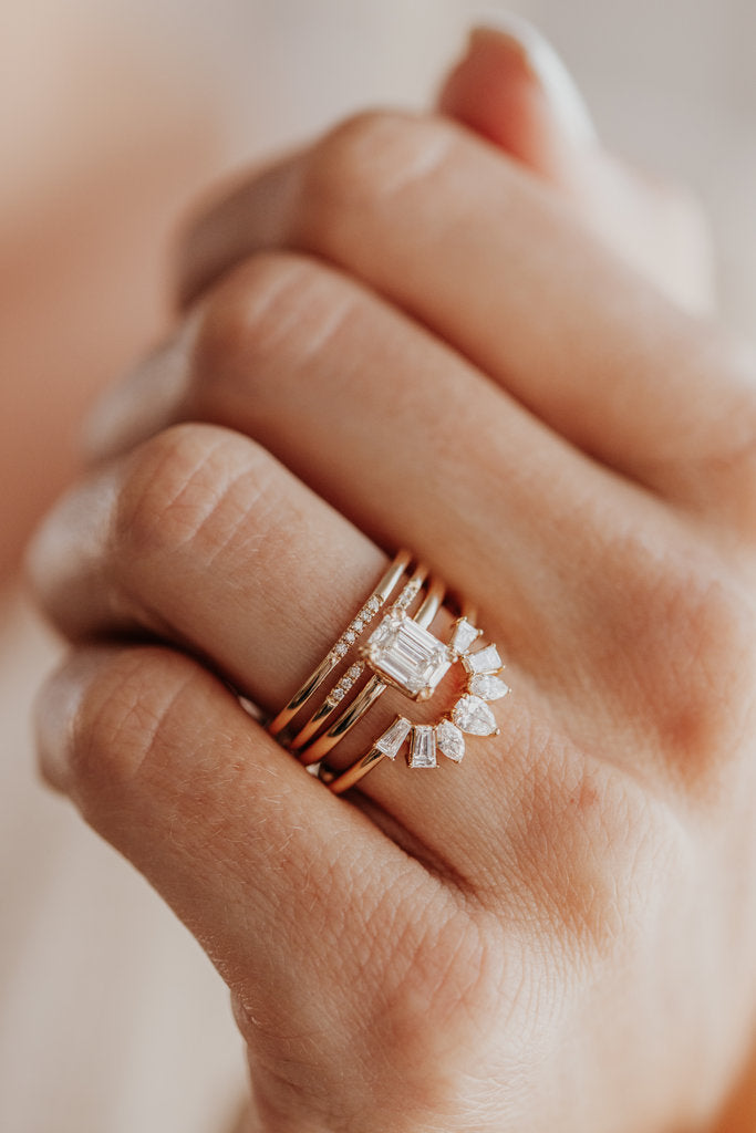 Curved Pear, Marquise and Baguette Moissanite Band, photo 3