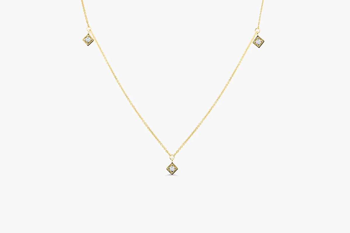 Solid Gold Diamond By The Yard Solitaire Necklace