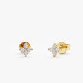 Solid Gold Dainty Diamond Clover Studs