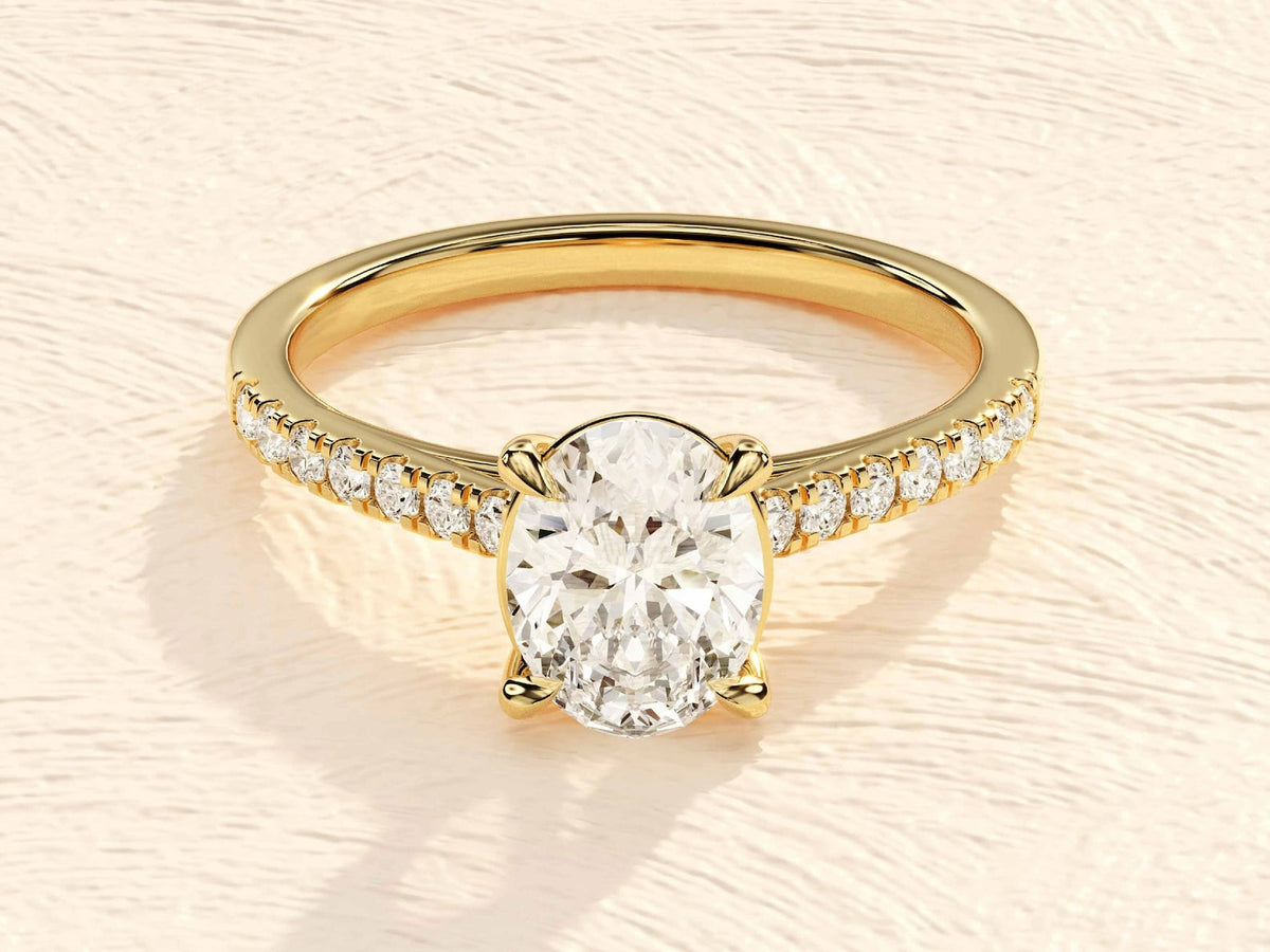 Solid Gold Oval Cut 4ct Lab Grown Diamond Engagement Ring