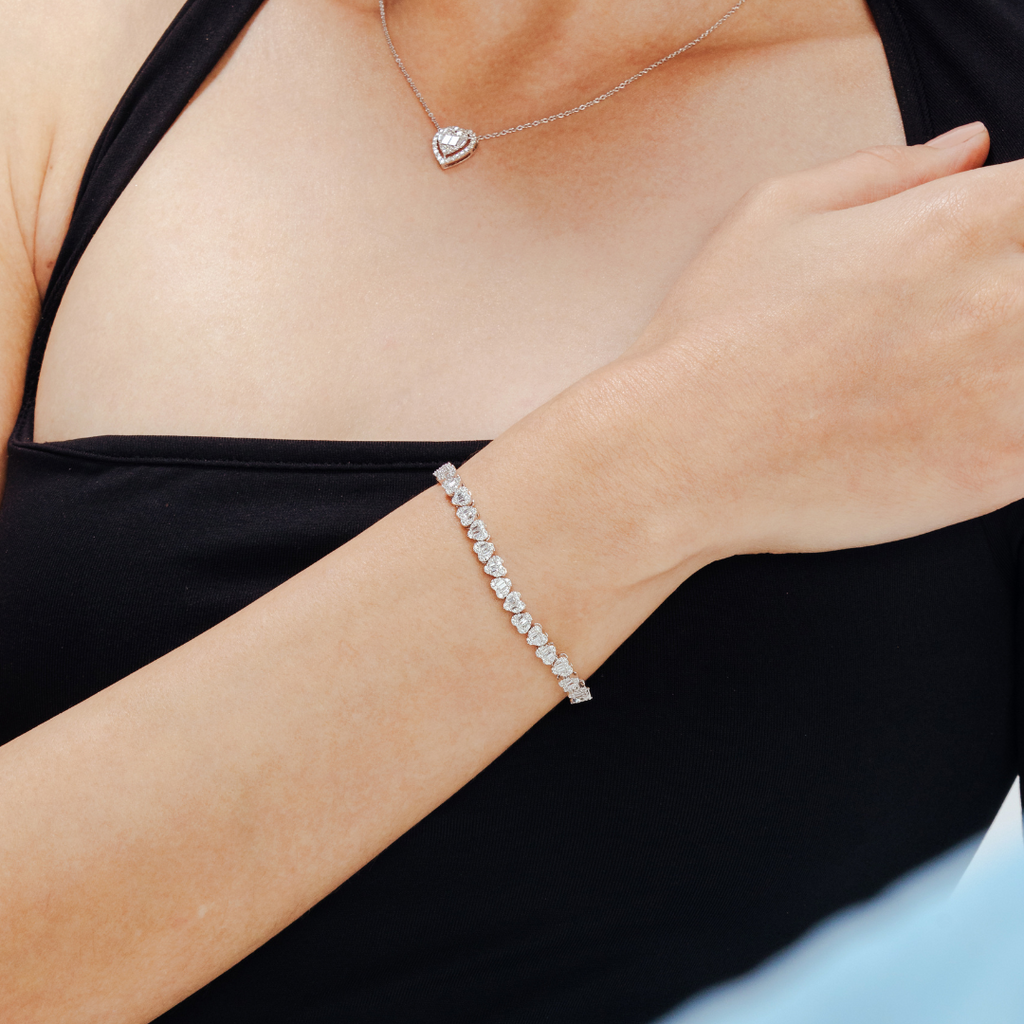 Solid Gold Diamond Heart Bracelet