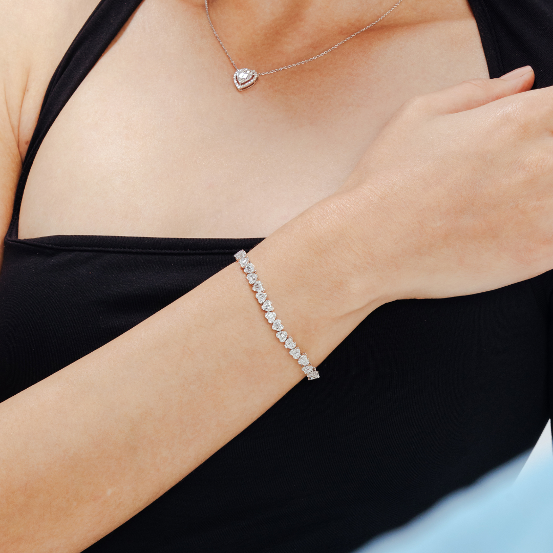 Solid Gold Diamond Heart Bracelet
