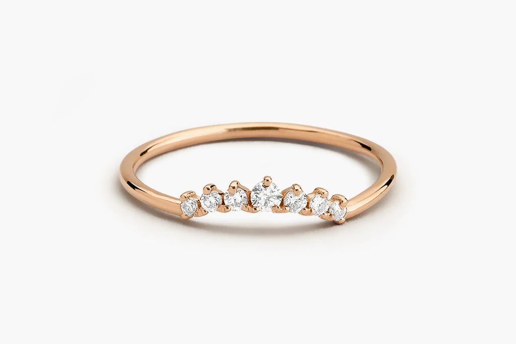 Solid Gold Curved Diamond Ring (181187)