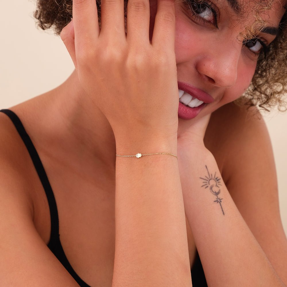Solid Gold Solitaire Diamond Hamsa Bracelet