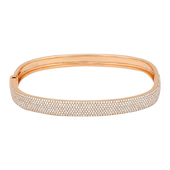 Solid Gold Large Pave Diamond Bangle