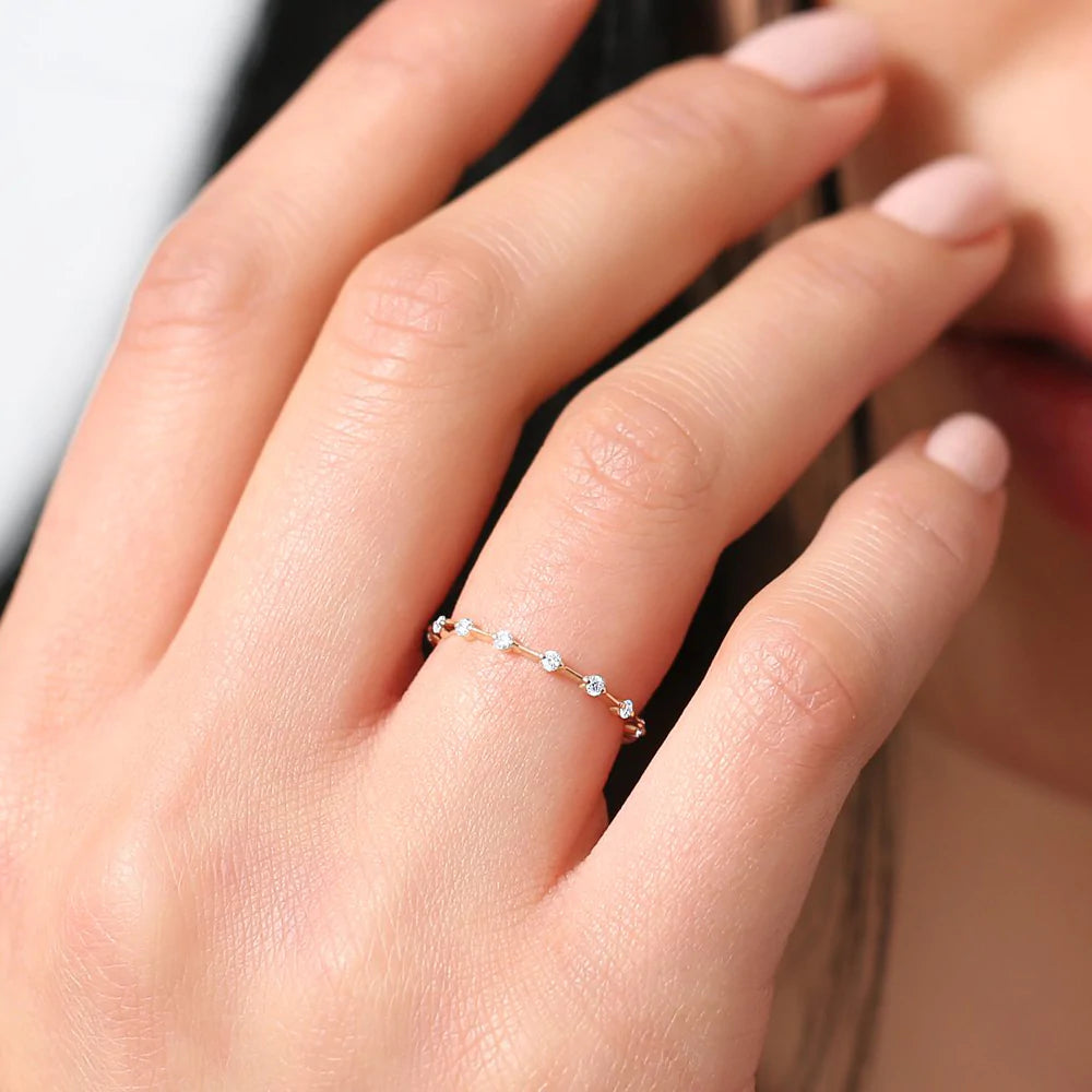 Solid Gold Petite Diamond Wedding Ring