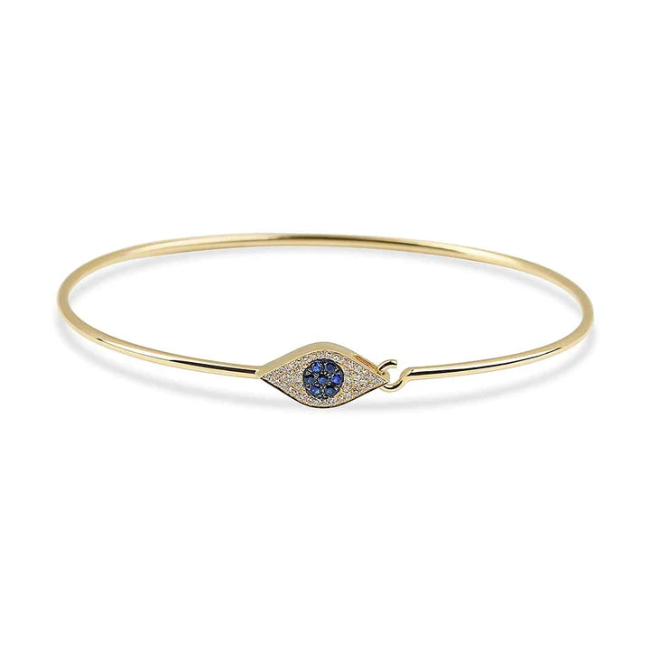 Solid Gold Evil Eye Latch Bracelet