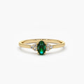 Solid Gold Oval Emerald and Diamond Ring (FB12DD)