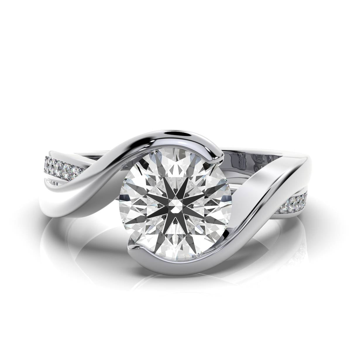 Solid Gold Twisted Vine Lab Grown Diamond Ring