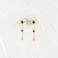 Solid Gold Sapphire Plotline Long Gold Earrings