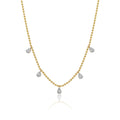 Solid Gold Diamond Pear Ball Necklace