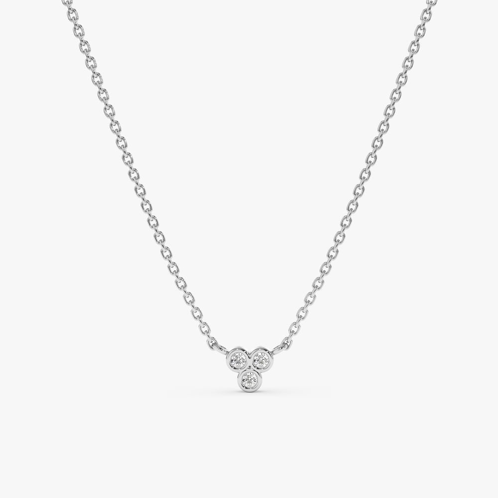 Solid Gold Triple Diamond Cluster Necklace (4823FD)
