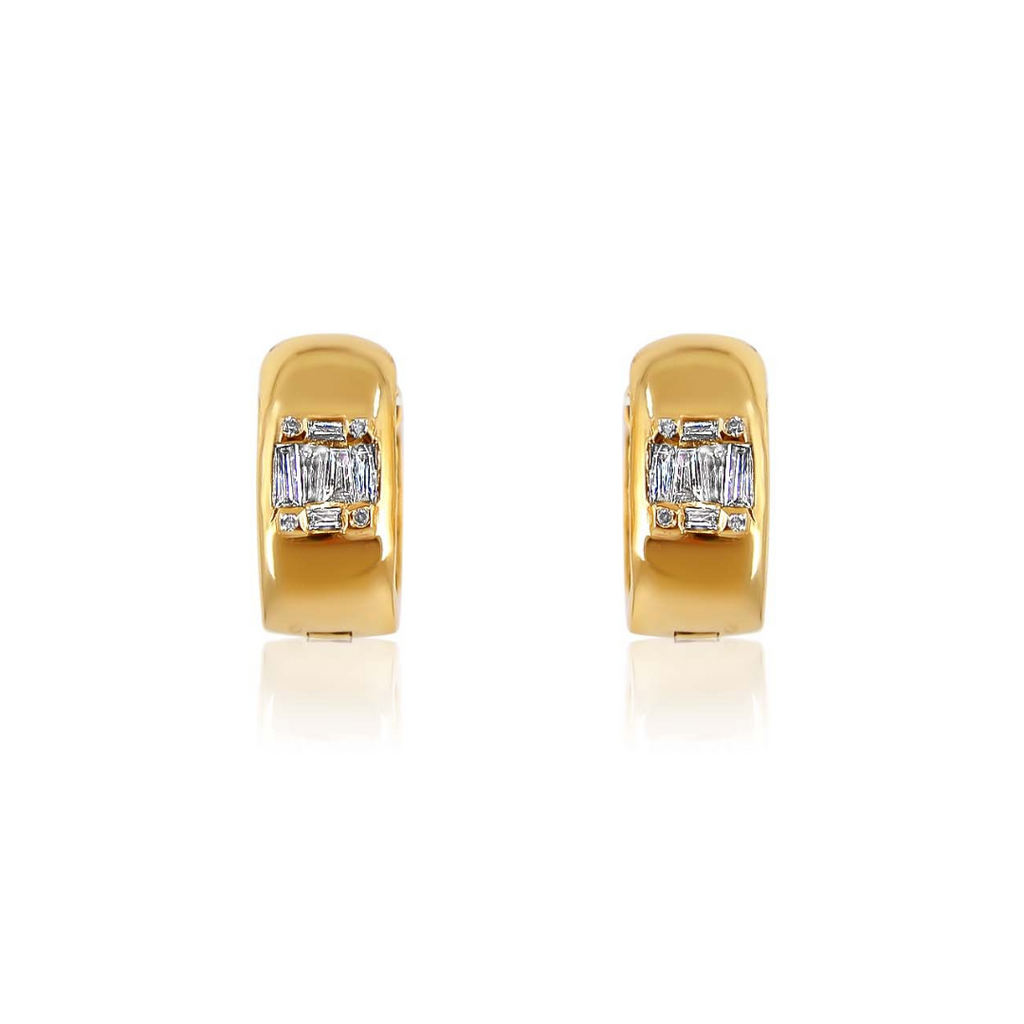 Solid Gold Illusion Baguette Hoop