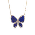 Solid Gold Lapis Lazuli Butterfly Necklace