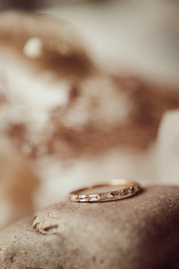 Solid Gold Horizontal Baguette Diamond Band