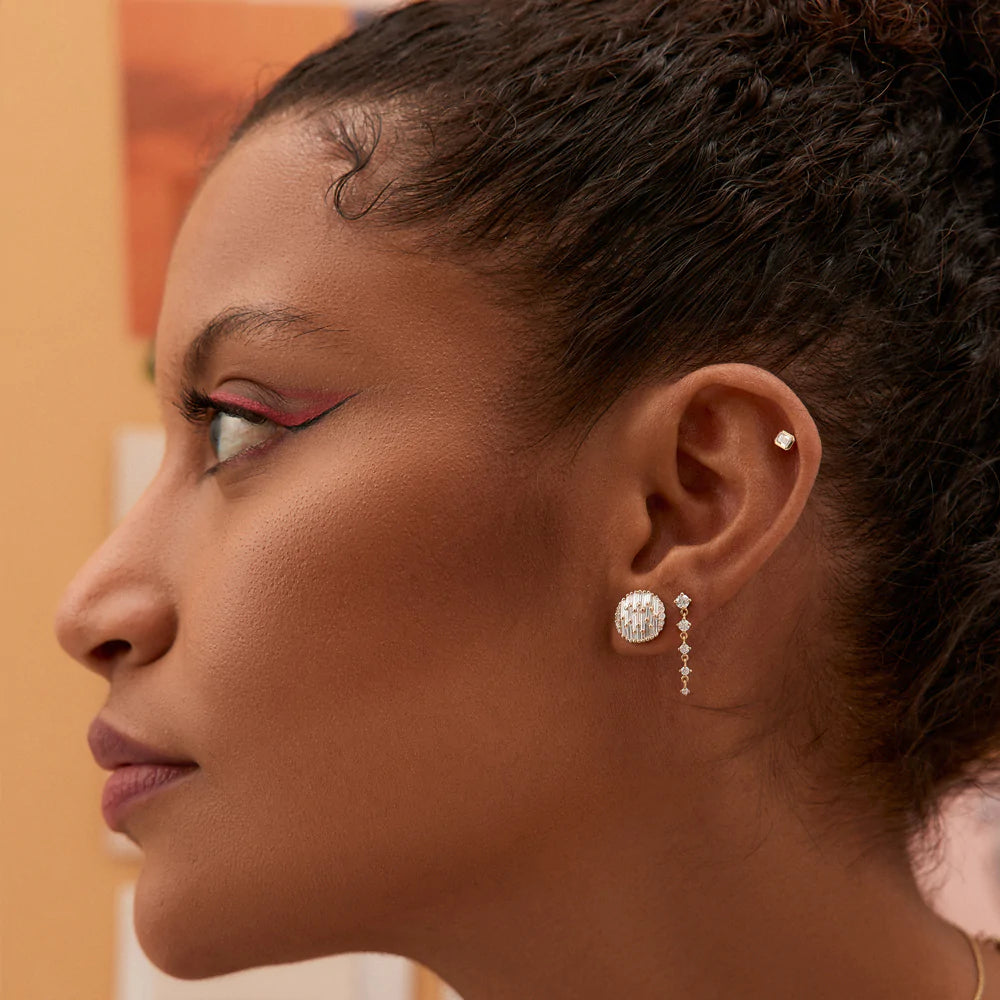 Solid Gold Dangling 4 Prong Diamond Drop Earrings